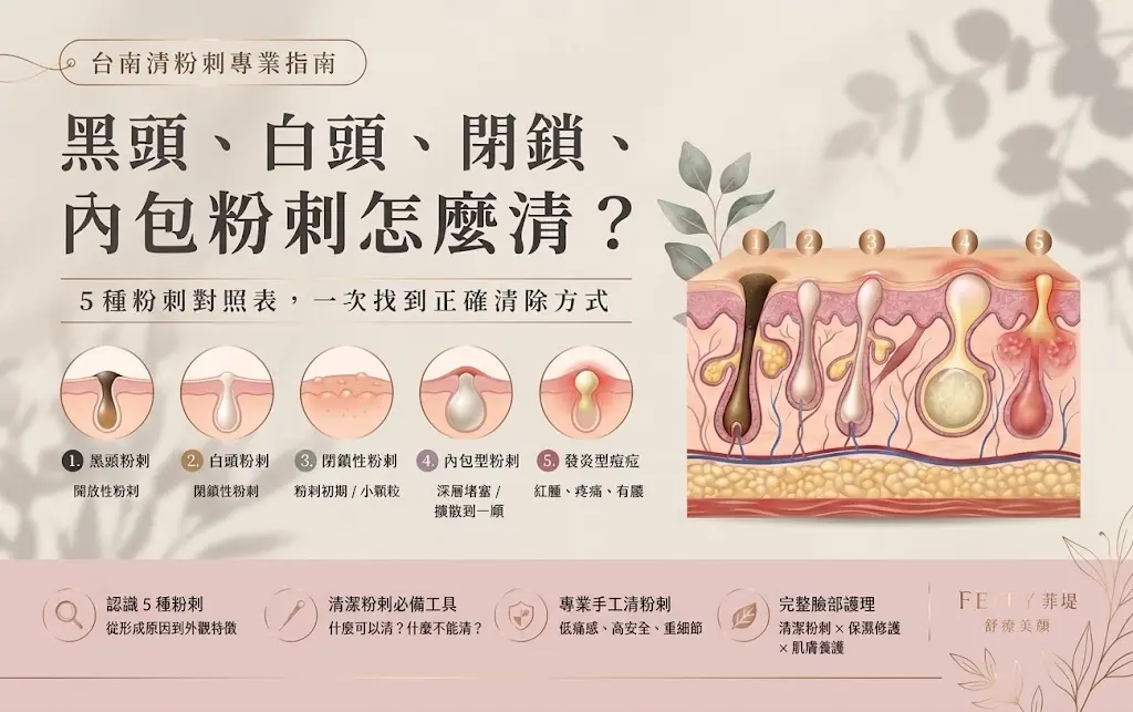 黑頭、白頭、閉鎖、內包粉刺怎麼清？5種常見粉刺一次看懂