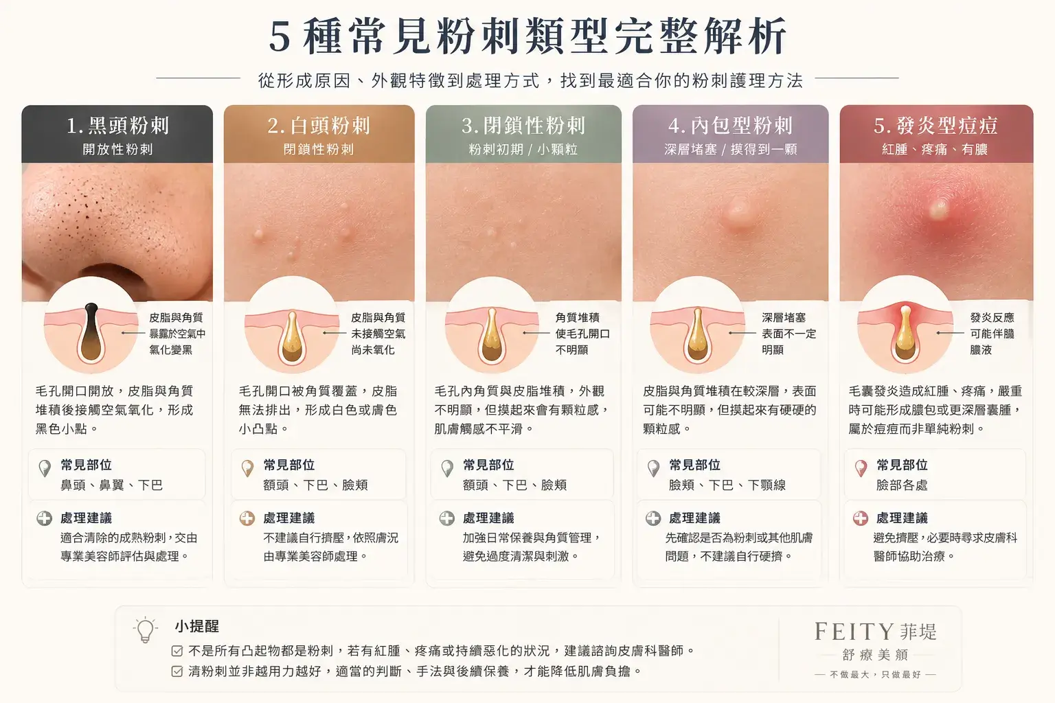 菲堤舒療美顏－五種常見的粉刺類型